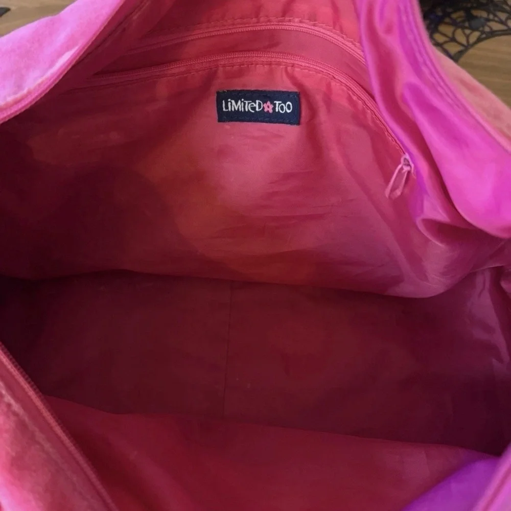 Vintage Y2K Limited Too Sleep Over Bag Hot Pink Velour Studded Girls Bag 💗💓 - Picture 3 of 10